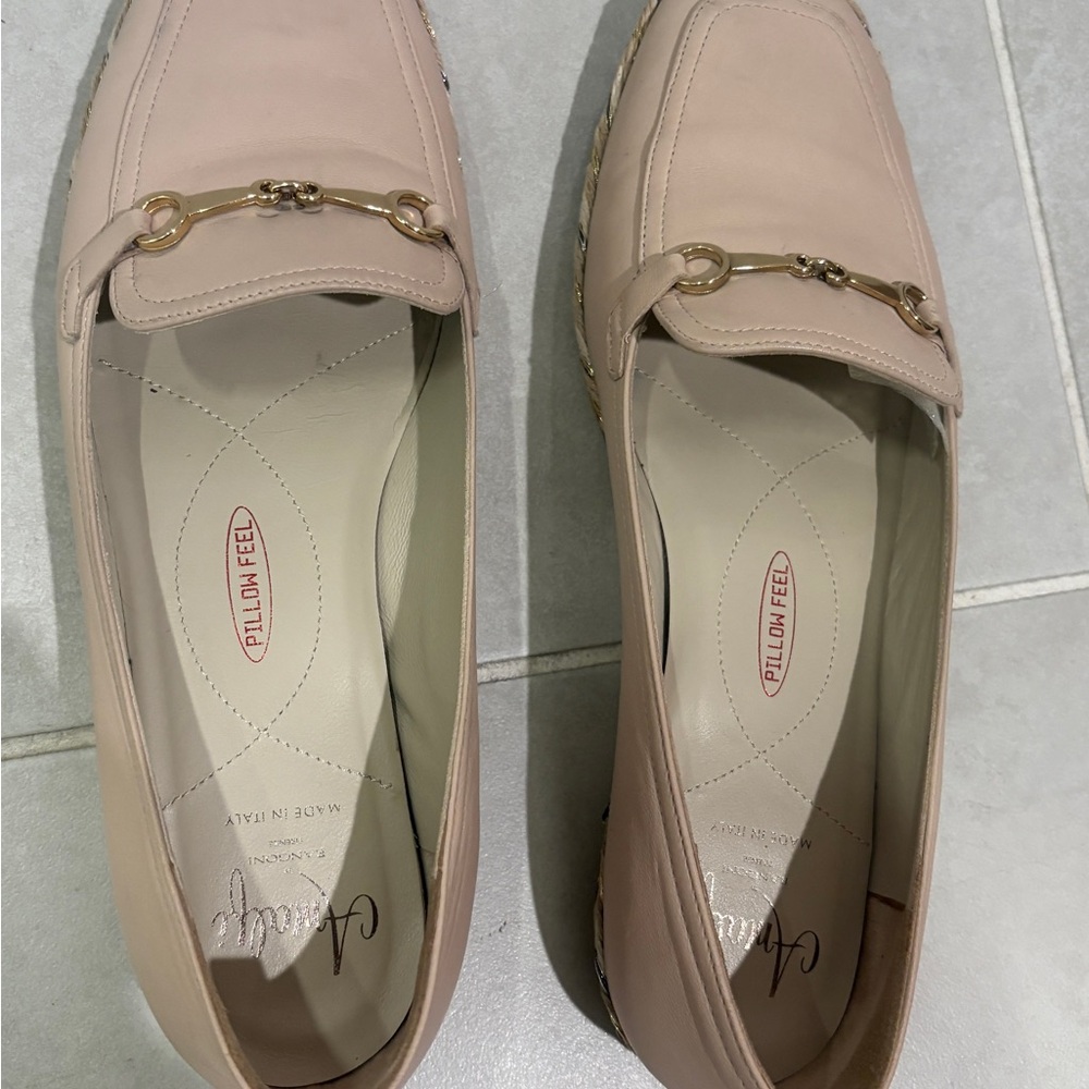Amalfi by Rangoni Gaspar Nude Leather Loafers 9 Made in Italy